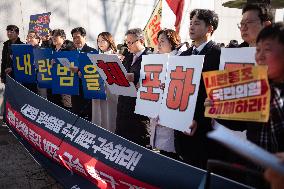 Citizens March To Presidential Residence Holding A Self-Issued Emergency Arrest Warrant