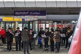 Brass Band At Bavarian Train Station On Christmas Eve