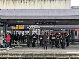 Brass Band At Bavarian Train Station On Christmas Eve