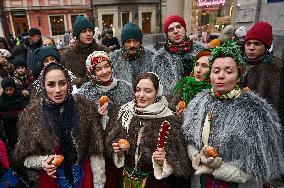 Christmas didukh installed in Kyiv