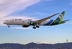 Saudia Boeing 787 2024 National Day Livery Landing in Barcelona