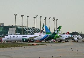 Saudia Boeing 787 2024 National Day Livery Landing in Barcelona