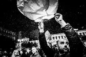 Night Of Wishes On Christmas Eve In Athens, Greece