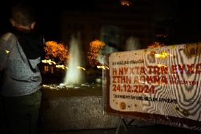 Night Of Wishes On Christmas Eve In Athens, Greece