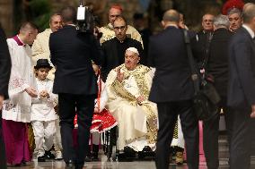 Pope Francis opens the Holy Door in St. Peter's Basilica for the Jubilee 2025, celebrates Christmas Mass in front of thousands o