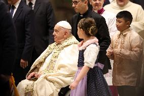 Pope Francis opens the Holy Door in St. Peter's Basilica for the Jubilee 2025, celebrates Christmas Mass in front of thousands o