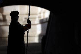 Pilgrims pass through the Holy Door