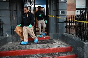 NYPD Crime Scene Investigators At Scene Where 36-year-old Man Fatally Stabbed Numerous Times On East Tremont Avenue And Morris A