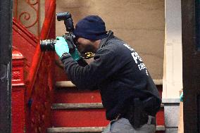 NYPD Crime Scene Investigators At Scene Where 36-year-old Man Fatally Stabbed Numerous Times On East Tremont Avenue And Morris A