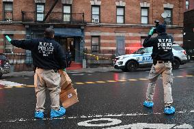 NYPD Crime Scene Investigators At Scene Where 36-year-old Man Fatally Stabbed Numerous Times On East Tremont Avenue And Morris A