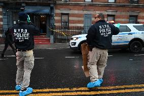 NYPD Crime Scene Investigators At Scene Where 36-year-old Man Fatally Stabbed Numerous Times On East Tremont Avenue And Morris A