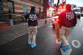 NYPD Crime Scene Investigators At Scene Where 36-year-old Man Fatally Stabbed Numerous Times On East Tremont Avenue And Morris A