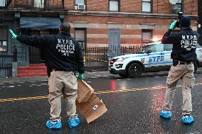 NYPD Crime Scene Investigators At Scene Where 36-year-old Man Fatally Stabbed Numerous Times On East Tremont Avenue And Morris A