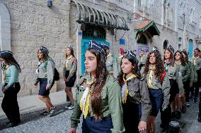 Christmas Eve Procession Towards the Church of the Nativity in Bethlehem - West Bank