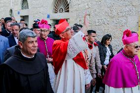 Latin Patriarch of Jerusalem Leads Christmas Eve Mass at the Church of the Nativity in Bethlehem - West Bank