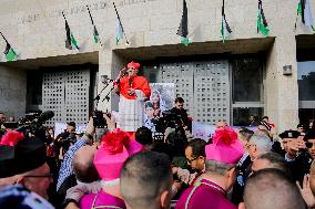 Latin Patriarch of Jerusalem Leads Christmas Eve Mass at the Church of the Nativity in Bethlehem - West Bank