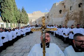 Latin Patriarch of Jerusalem Leads Christmas Eve Mass at the Church of the Nativity in Bethlehem - West Bank