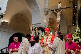 Latin Patriarch of Jerusalem Leads Christmas Eve Mass at the Church of the Nativity in Bethlehem - West Bank