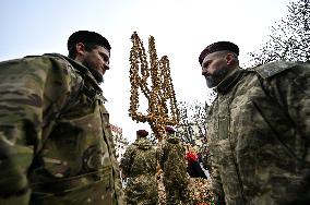 Ukraines coat of arms made of didukhs installed in Lviv