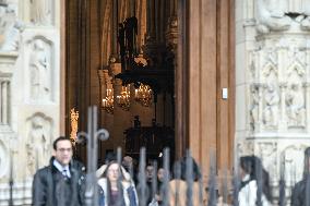 Large Crowd At Notre-Dame De Paris For First Christmas Masses