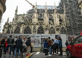 Large Crowd At Notre-Dame De Paris For First Christmas Masses