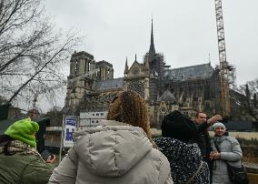 Large Crowd At Notre-Dame De Paris For First Christmas Masses