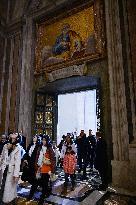 Pilgrims Walk Through The Holy Door Of St. Peter's Basilica - Vatican