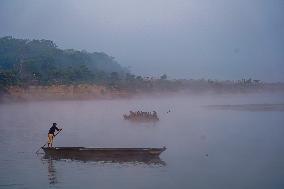 An Elephant Decorating For The Elephant Festival In Sauraha, Chitwan, Nepal