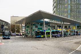 Central Bus Station Of The Bavarian City Passau