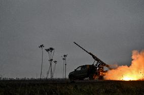 Work of artillery crew of Striletskyi Battalion special police unit in Zaporizhzhia region