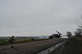 Work of artillery crew of Striletskyi Battalion special police unit in Zaporizhzhia region