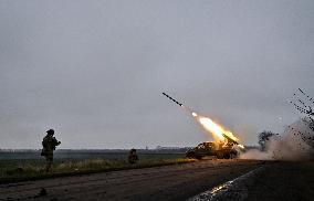 Work of artillery crew of Striletskyi Battalion special police unit in Zaporizhzhia region