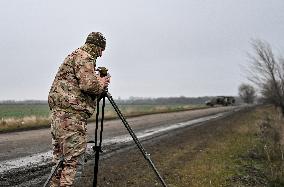 Work of artillery crew of Striletskyi Battalion special police unit in Zaporizhzhia region