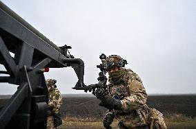 Work of artillery crew of Striletskyi Battalion special police unit in Zaporizhzhia region