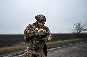 Work of artillery crew of Striletskyi Battalion special police unit in Zaporizhzhia region