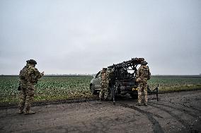 Work of artillery crew of Striletskyi Battalion special police unit in Zaporizhzhia region