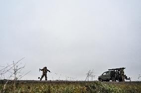 Work of artillery crew of Striletskyi Battalion special police unit in Zaporizhzhia region