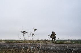 Work of artillery crew of Striletskyi Battalion special police unit in Zaporizhzhia region