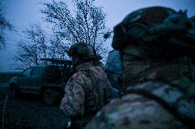 Work of artillery crew of Striletskyi Battalion special police unit in Zaporizhzhia region