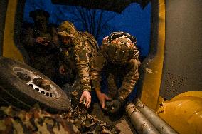 Work of artillery crew of Striletskyi Battalion special police unit in Zaporizhzhia region