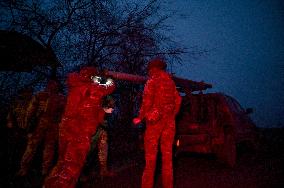 Work of artillery crew of Striletskyi Battalion special police unit in Zaporizhzhia region