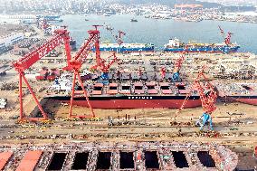 Giant Ship Construction in Qingdao