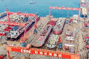 Giant Ship Construction in Qingdao