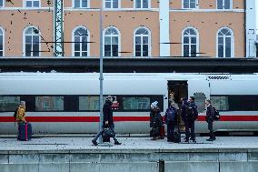 Deutsche Bahn Staff At Passau Station Next To ICE To Vienna