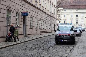 Police Station In Linz With Parked Police Vehicles