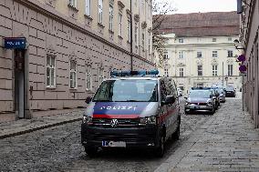 Police Station In Linz With Parked Police Vehicles