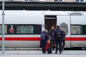 Deutsche Bahn Staff At Passau Station Next To ICE To Vienna