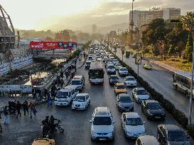 Severe Traffic Congestion In Damascus On Christmas Eve