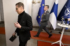 Finnish President Alexander Stubb meets media