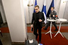 Finnish President Alexander Stubb meets media